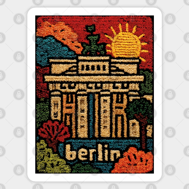 Brandenburg Gate Berlin Vintage Patch Poster | Retro Germany Travel Souvenir Sticker by TuncGK